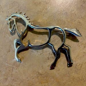 Sterling Silver Brooch Horse open work